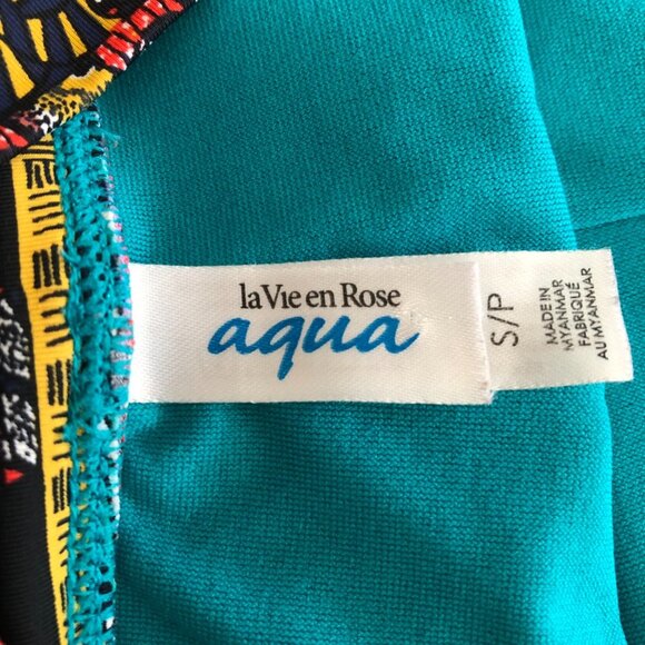 la Vie en Rose Aqua Mid Rise Geometric Print Bikini Bottoms Multi Colors Size S - Picture 7 of 9
